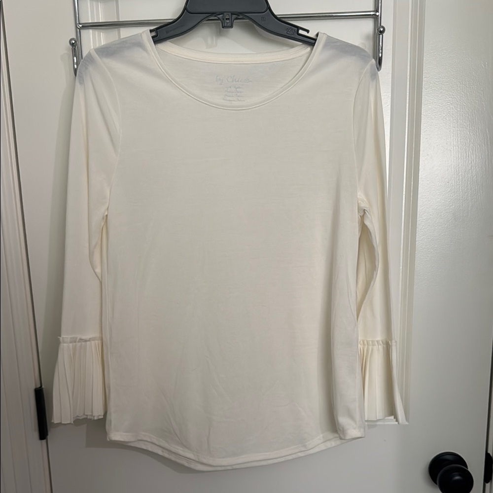 Chico's Cream 3/4 Sleeve Fitted Blouse